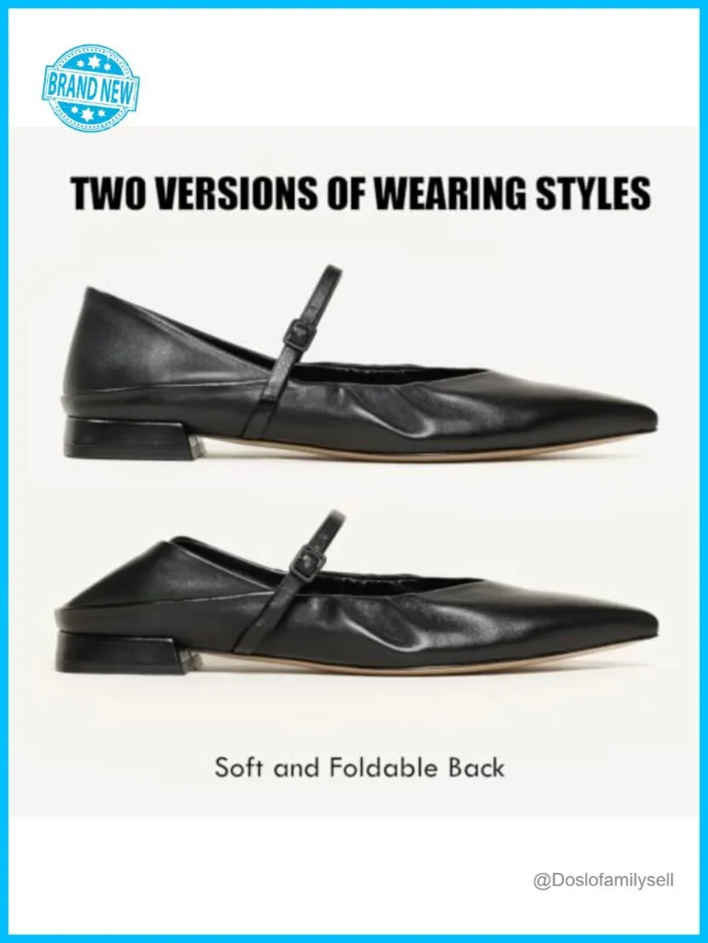 Pointed Toe Mary Jane Ballet Flats Faux Leather Foldable